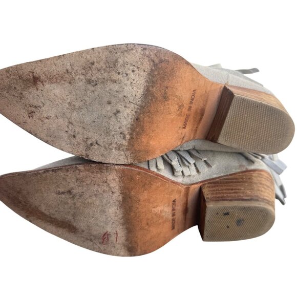 Free People Lawless Bone Suede Leather Fringe Western Boots 38 US 8 - Picture 9 of 11